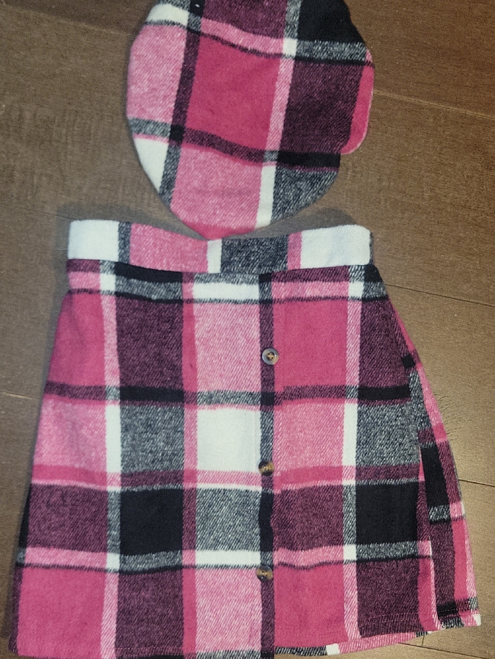 Pink Plaid Skirt and Matching Beret